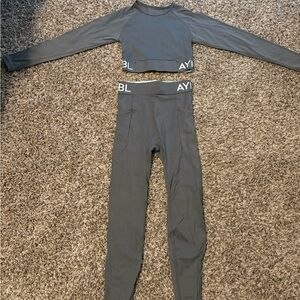 AYBL Charcoal Crop Top and Leggings Set